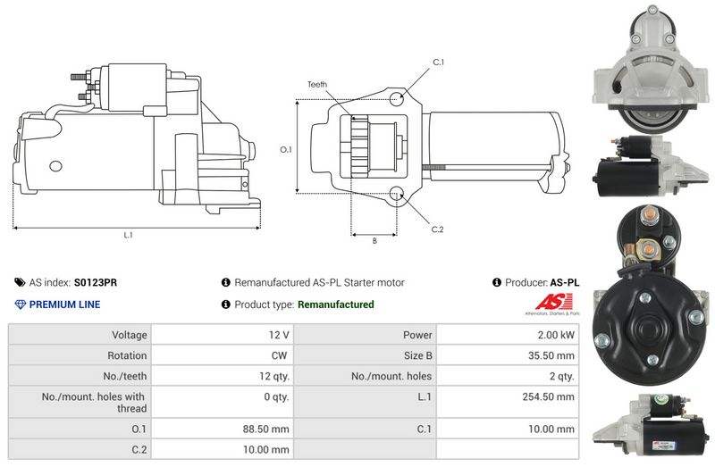 Starter, AS-PL S0123PR