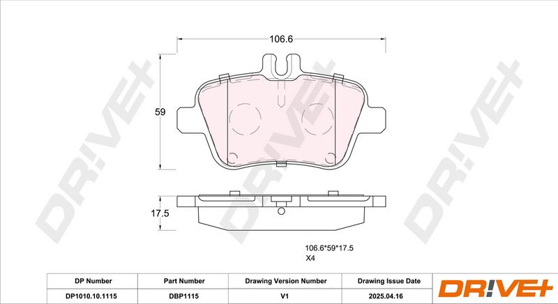 Set placute frana,frana disc DP1010.10.1115 Dr!ve+