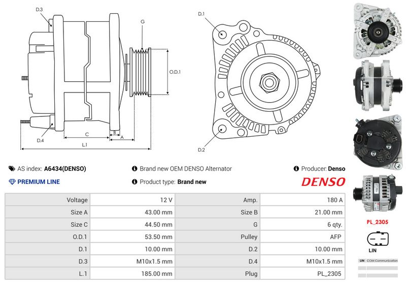 AS-PL A6434(DENSO) Alternator