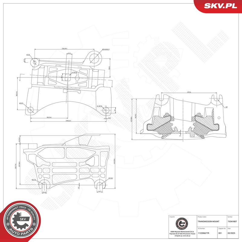 Kinnitus, automaatkäigukast, ESEN SKV 75SKV807