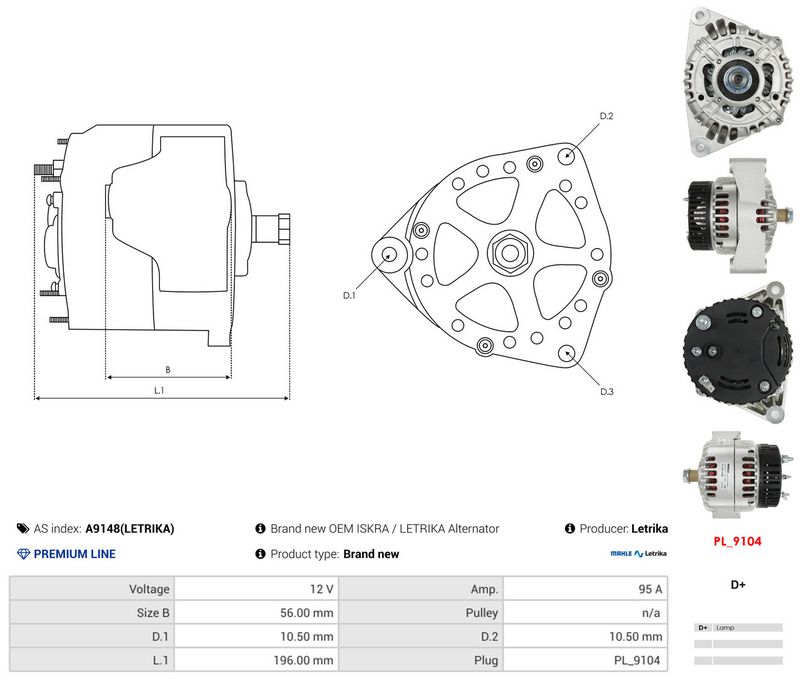 Generaator, AS-PL A9148(LETRIKA)