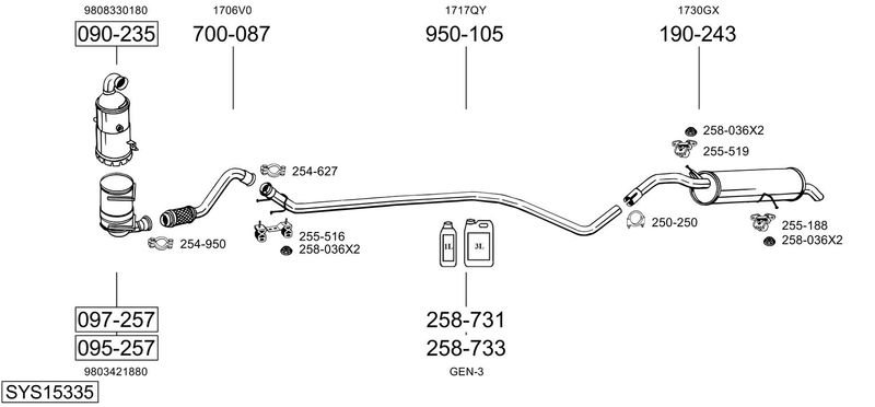 BOSAL kipufogórendszer SYS15335