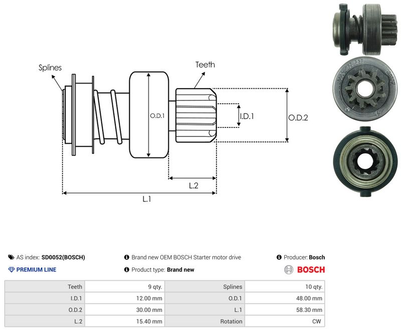 AS-PL SD0052(BOSCH) Freewheel Gear, starter