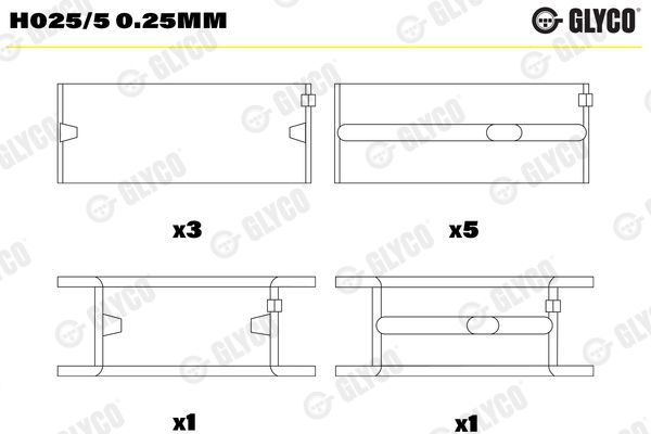 Комплект вкладышей коренных 0,25мм H02550.25MM