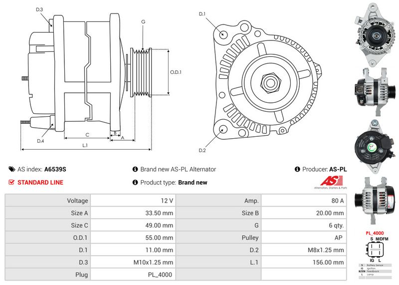 AS-PL A6539S Alternator