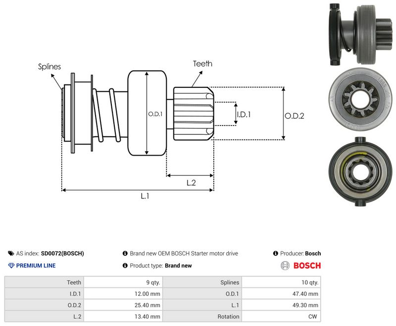 AS-PL SD0072(BOSCH) Freewheel Gear, starter