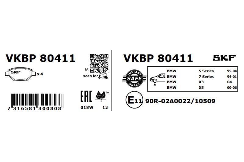 SKF VKBP 80411 Brake Pad Set, disc brake