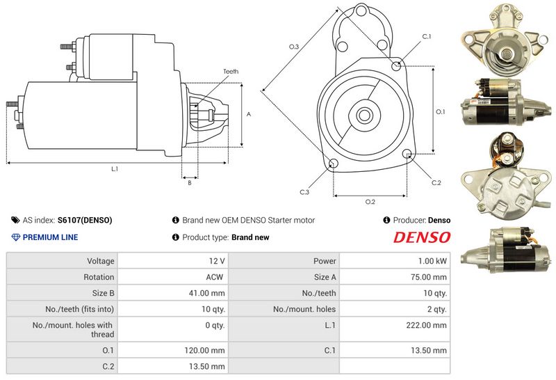 AS-PL S6107(DENSO) Starter