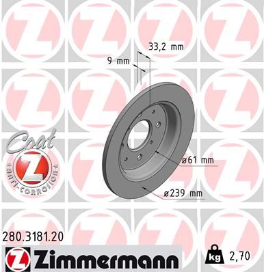 Гальмівний диск, Zimmermann 280.3181.20