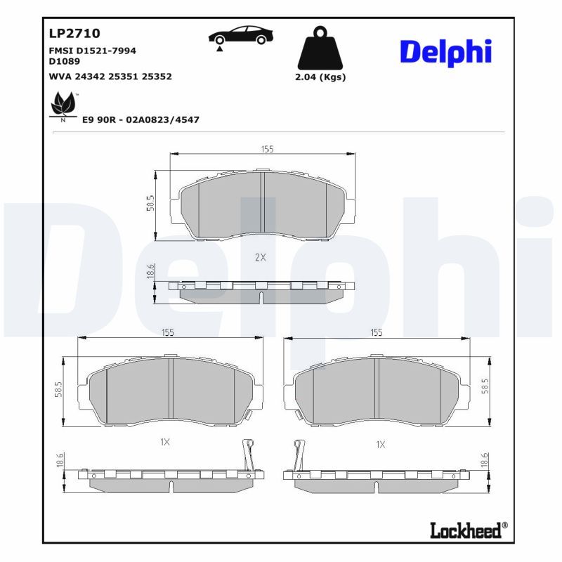 Piduriklotsi komplekt, ketaspidur, DELPHI LP2710