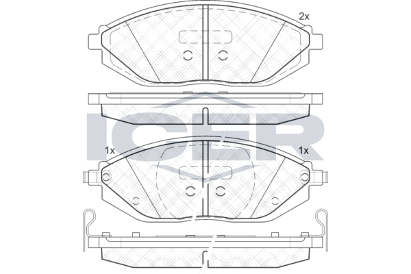 Комплект гальмівних накладок, дискове гальмо, Icer 182023
