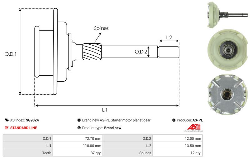 AS-PL SG9024 Ring Gear, planetary gearbox (starter)