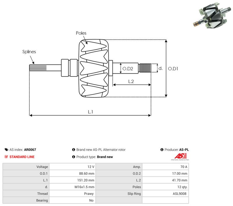 AS-PL AR0067 Rotor, alternator
