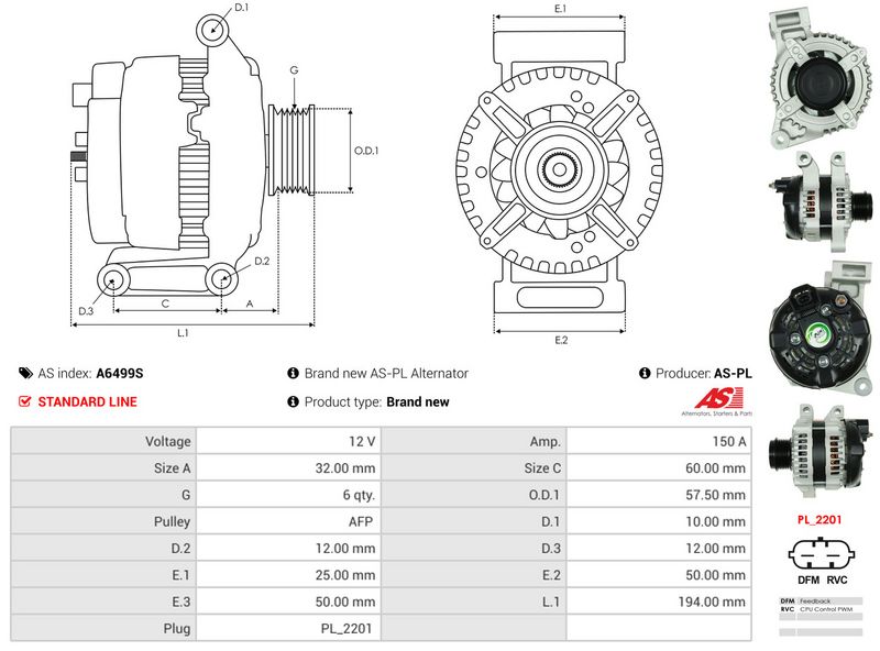AS-PL A6499S Alternator