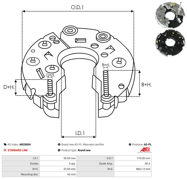 AS-PL ARC0004 Rectifier, alternator
