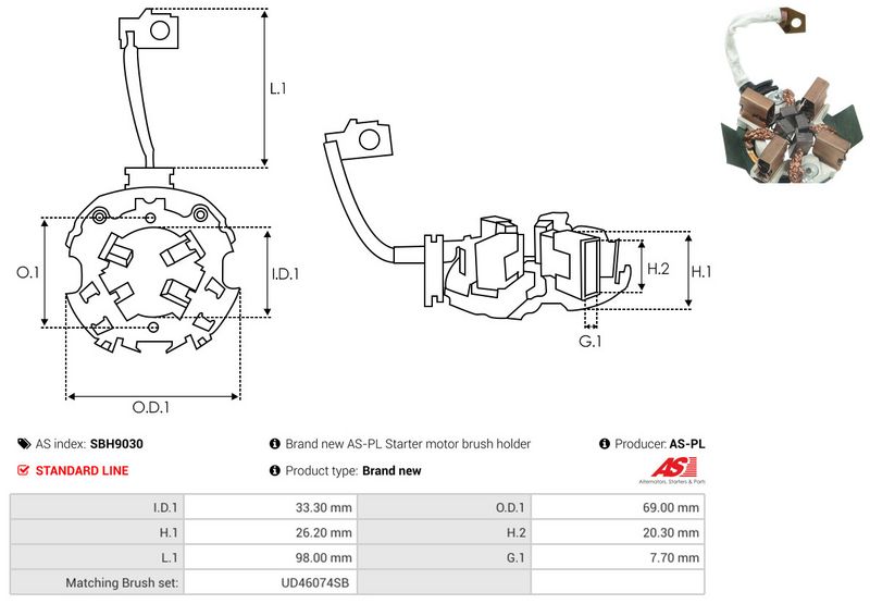 AS-PL SBH9030 Holder, carbon brushes
