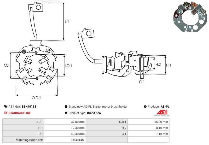 AS-PL SBH4013S Holder, carbon brushes