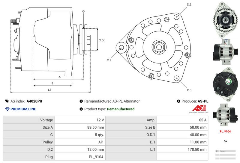 AS-PL A4020PR Alternator