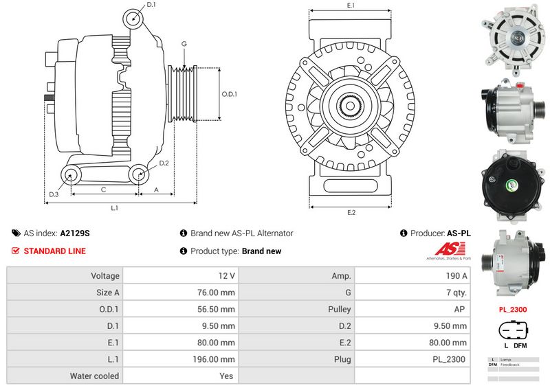 AS-PL A2129S Alternator
