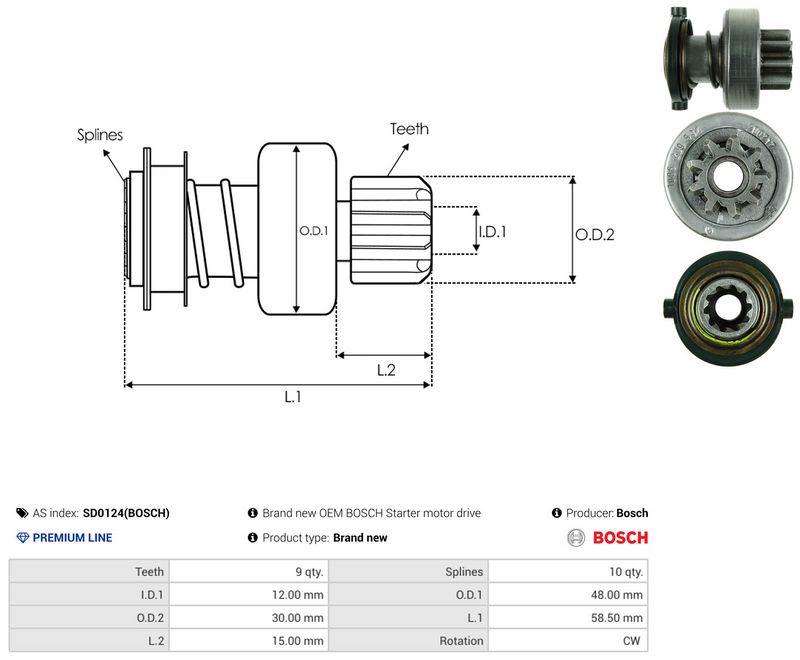 AS-PL SD0124(BOSCH) Freewheel Gear, starter