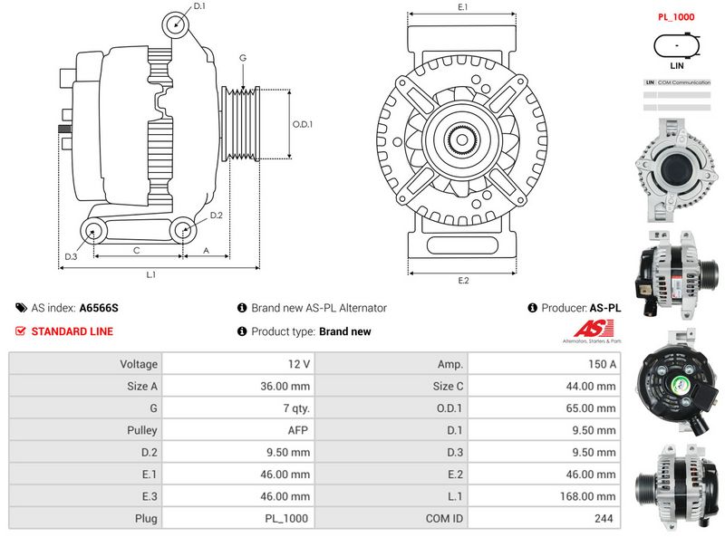 AS-PL A6566S Alternator