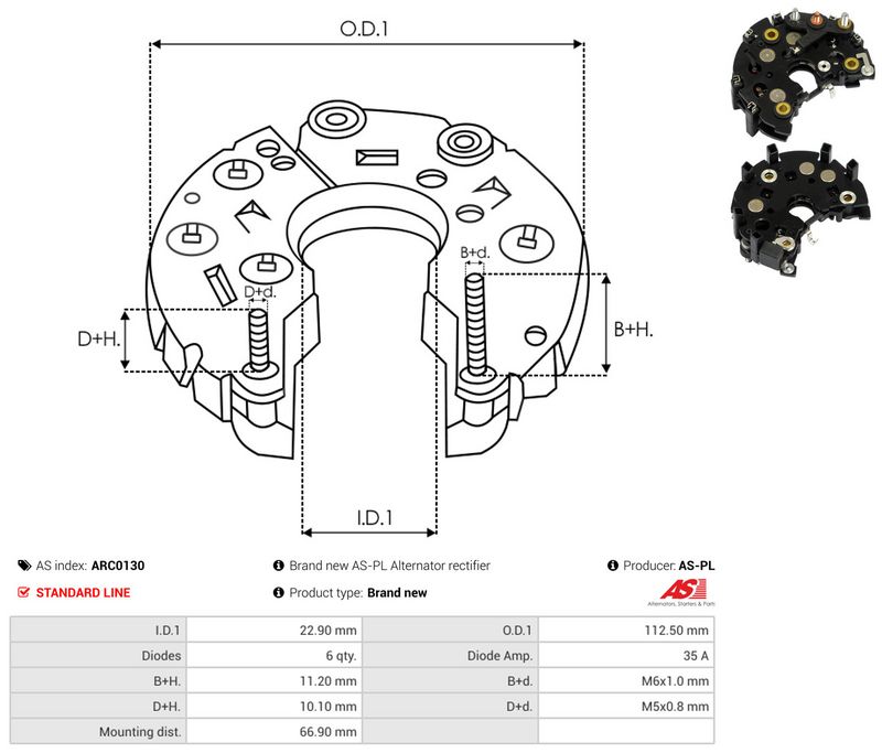 AS-PL ARC0130 Rectifier, alternator