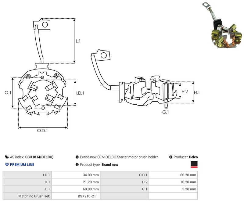 AS-PL SBH1014(DELCO) Holder, carbon brushes