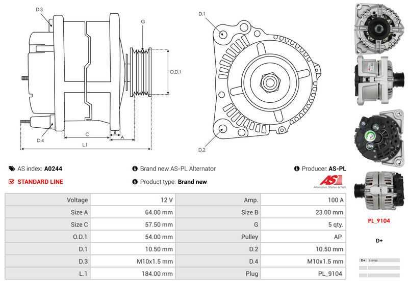 AS-PL A0244 Alternator