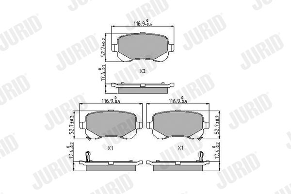 JURID CHRYSLER тормозные колодки Grand Voyager 07-