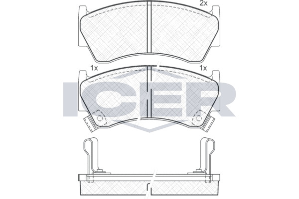 Комплект гальмівних накладок, дискове гальмо, Icer 181094