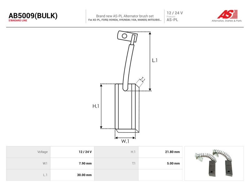 Süsinikuhari, generaator, AS-PL AB5009(BULK)