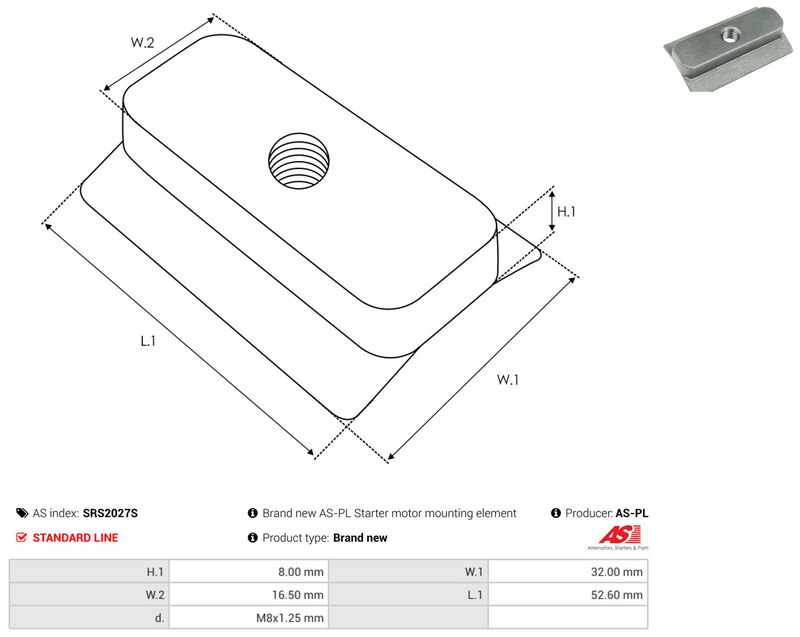 AS-PL SRS2027S Repair Kit, starter