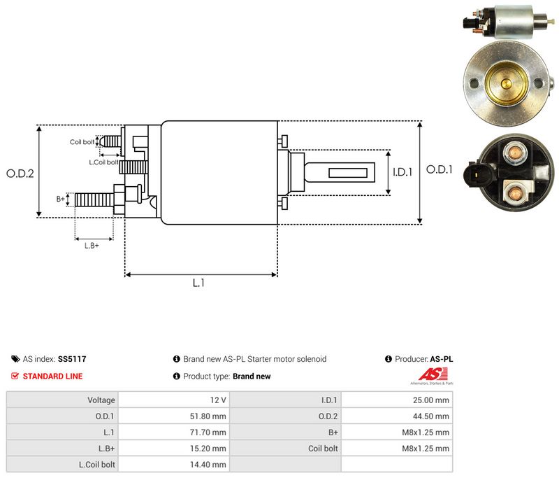 AS-PL SS5117 Solenoid Switch, starter