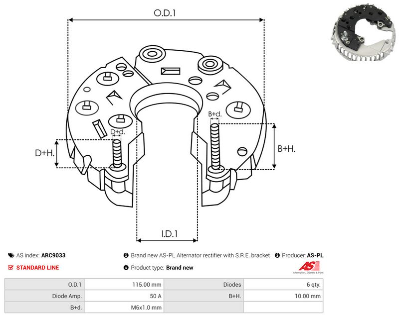AS-PL ARC9033 Rectifier, alternator