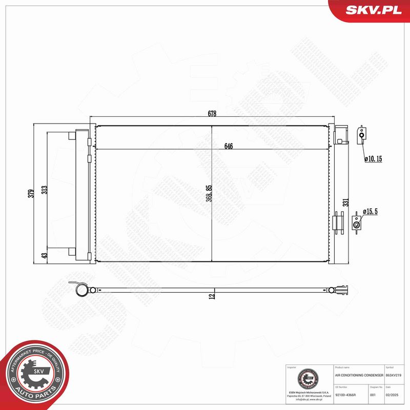 ESEN SKV 86SKV219 Condenser, air conditioning