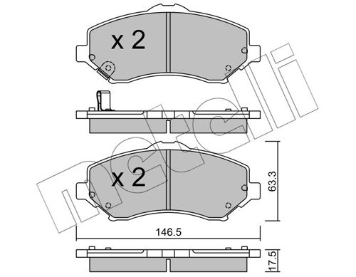 Комплект гальмівних накладок, дискове гальмо, Metelli 2208620