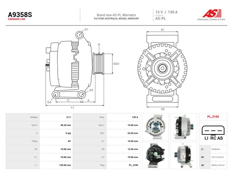 This part match OEM code: 6L8Z-10346-LA