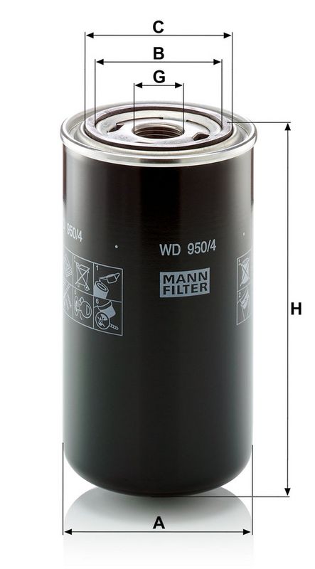 Hüdraulikafilter, automaatkäigukast, MANN-FILTER WD 950, 4