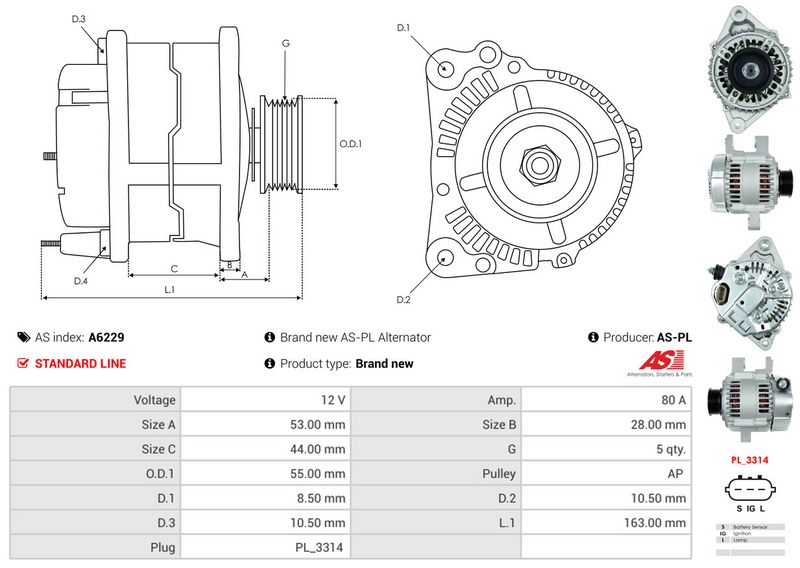 AS-PL A6229 Alternator