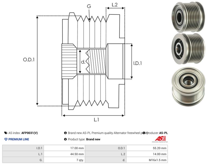 AS-PL AFP0031(V) Alternator Freewheel Clutch