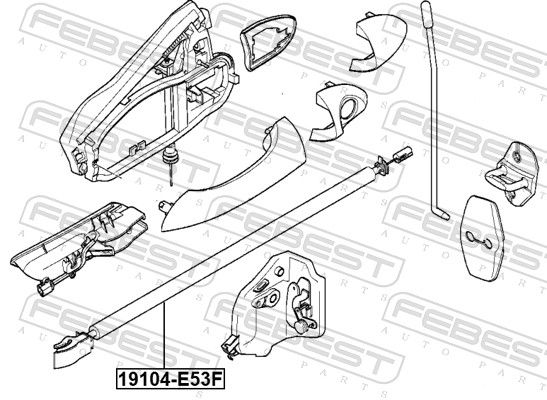 Тросовий привод, механізм розблокування дверей, Febest 19104-E53F