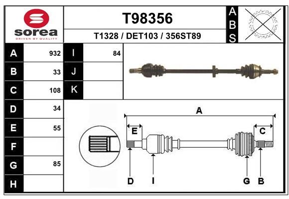 EAI hajtótengely T98356