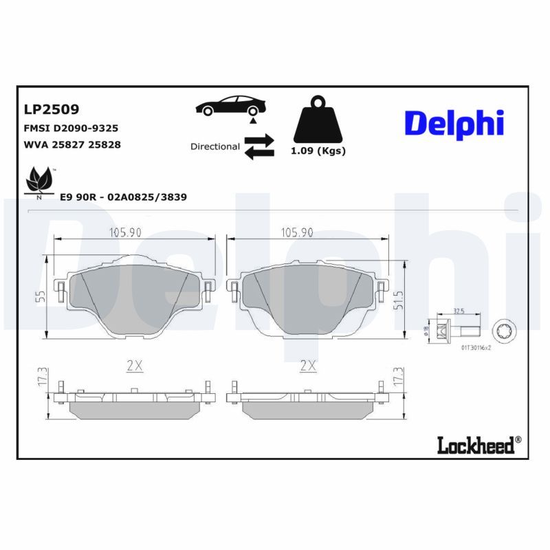 Piduriklotsi komplekt, ketaspidur, DELPHI LP2509