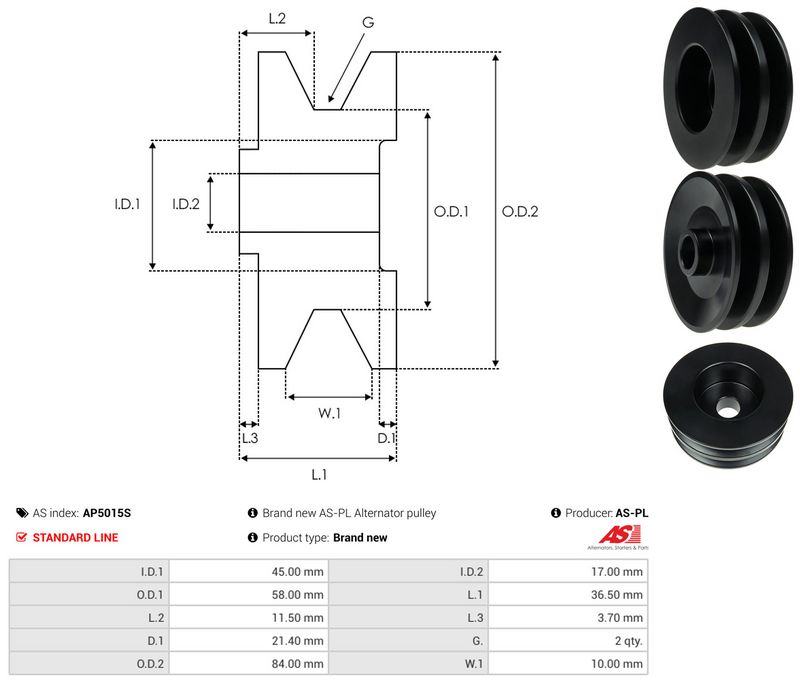 AS-PL AP5015S Belt Pulley, alternator
