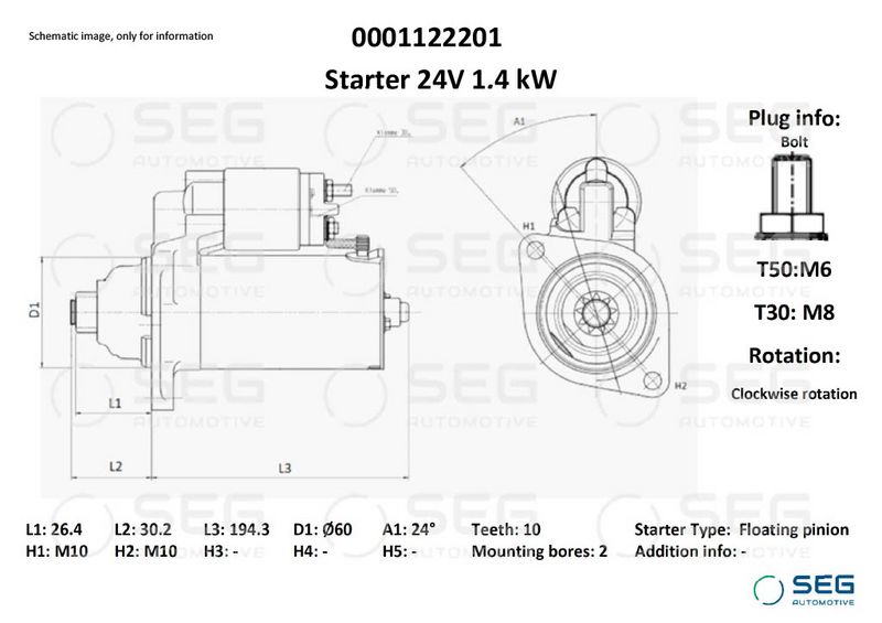 SEG Automotive 0001122201 Starter