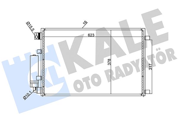 KALE NISSAN Радіатор кондиціонера конденсатор без осушувача Qashqai 1.6/2.0 07-