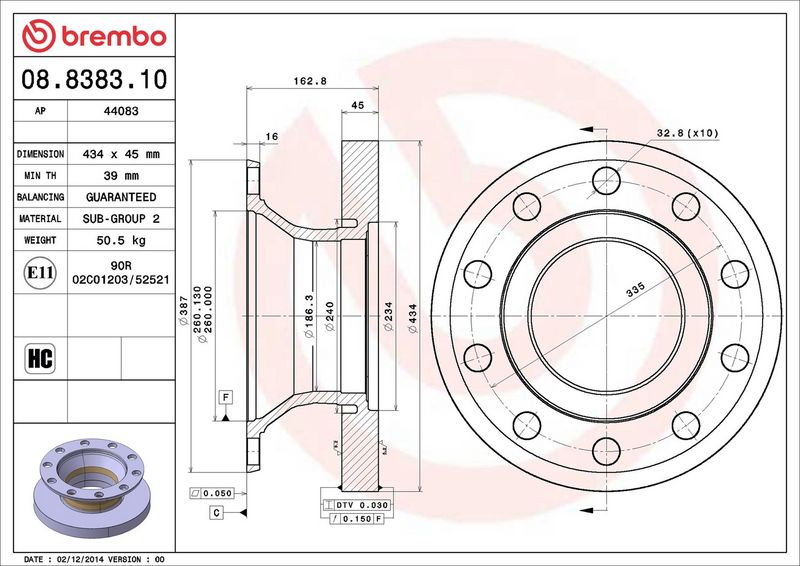 BREMBO Stabdžių diskas
