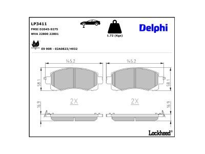 DELPHI LP3411 Brake Pad Set, disc brake