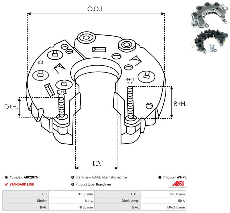 AS-PL ARC2076 Rectifier, alternator