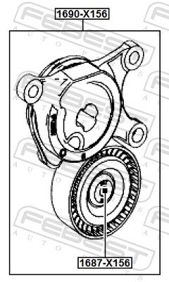 FEBEST 1687-X156 Tensioner Pulley, V-ribbed belt